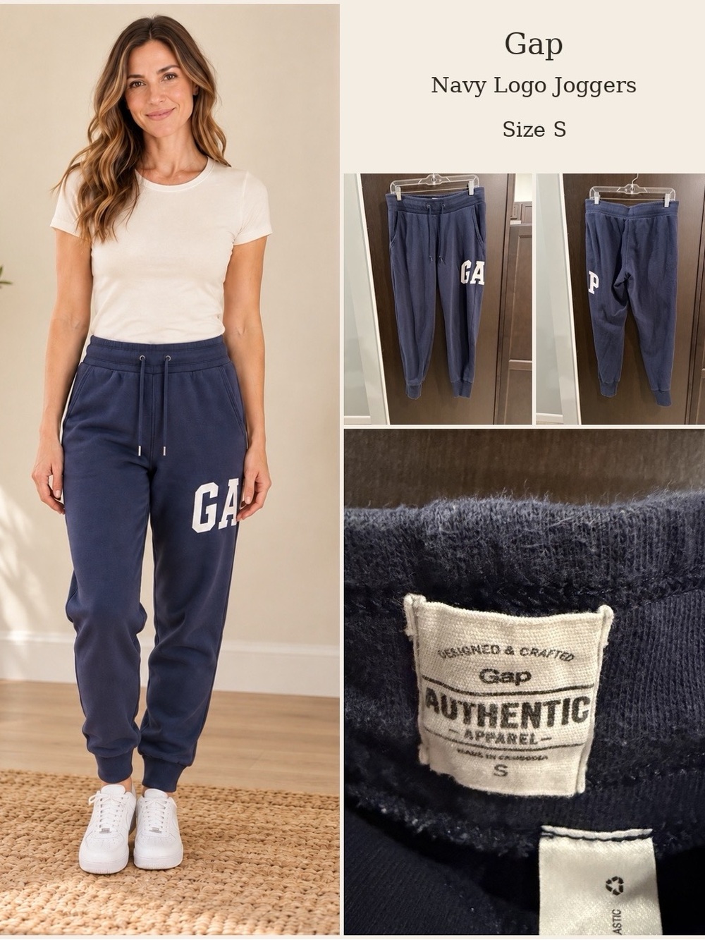 GAP Navy Logo Joggers with White Lettering